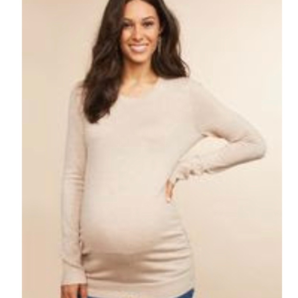 NWT Long maternity tan sweater